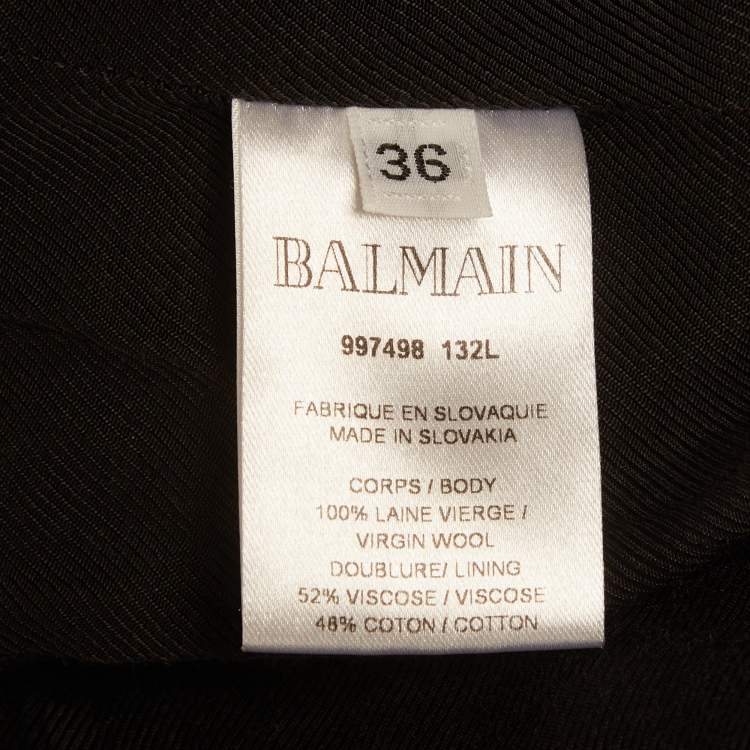 Pre Owned Balmain Black Wool Double Breasted Blazer S
