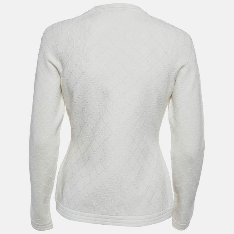 Pre Owned Balmain White Textured Knit Pullover L
