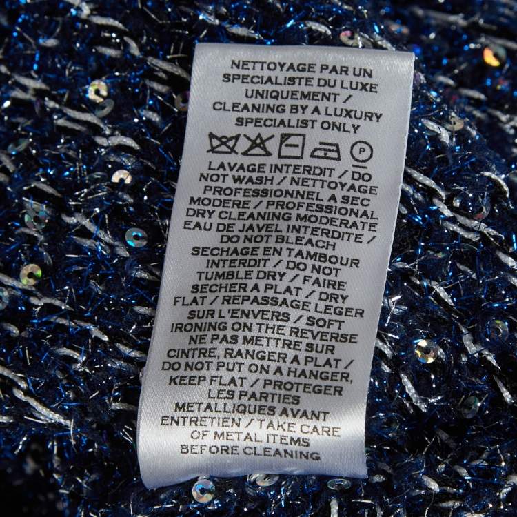 Pre Owned Balmain Blue Lurex Tweed Mini Skirt L