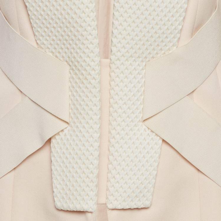 Pre Owned Balmain Pastel Pink Wool Pique-Paneled Grain De Poudre Blazer M