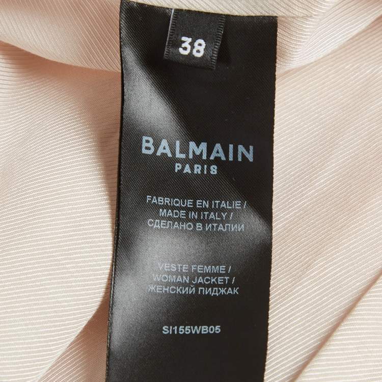 Pre Owned Balmain Pastel Pink Wool Pique-Paneled Grain De Poudre Blazer M
