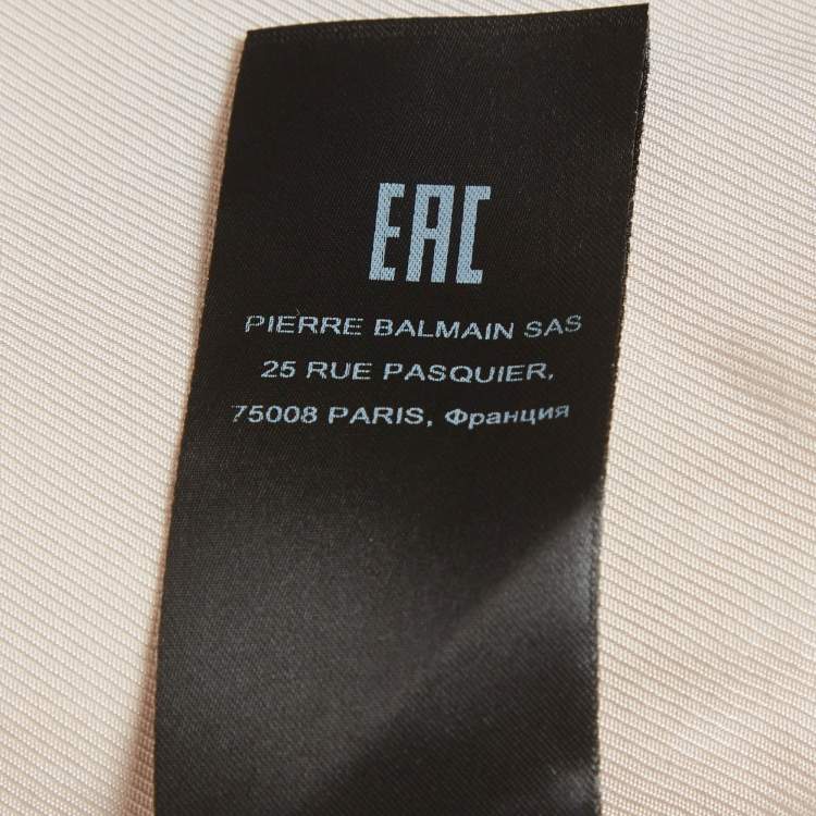 Pre Owned Balmain Pastel Pink Wool Pique-Paneled Grain De Poudre Blazer M