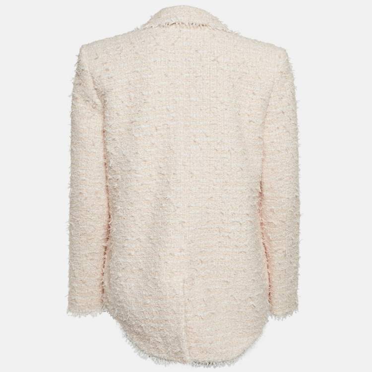 Pre Owned Balmain Pink Tweed Double-Breasted Blazer L