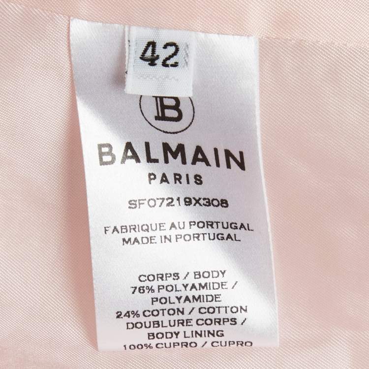 Pre Owned Balmain Pink Tweed Double-Breasted Blazer L