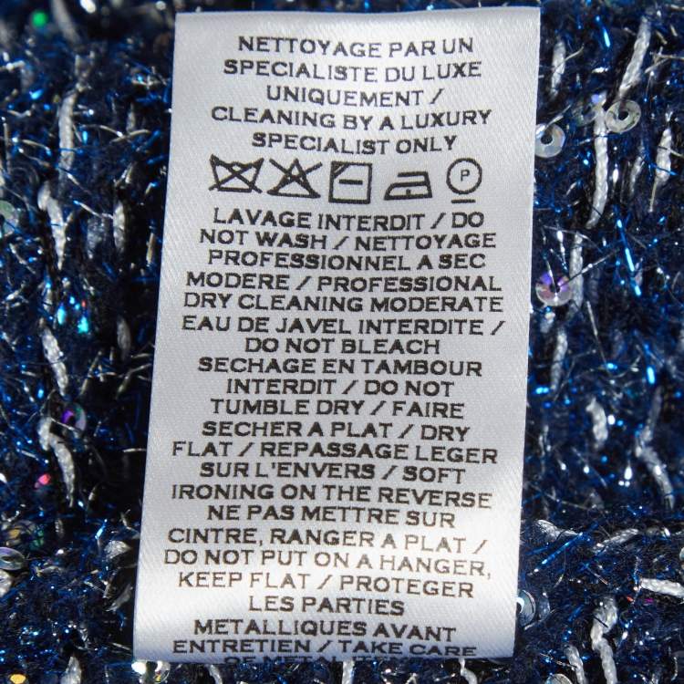 مملوكة مسبقًا Balmain Blue Tweed Open Front Cardigan L