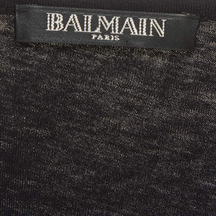 Pre Owned Balmain Black Logo Print Jersey Tank Top M