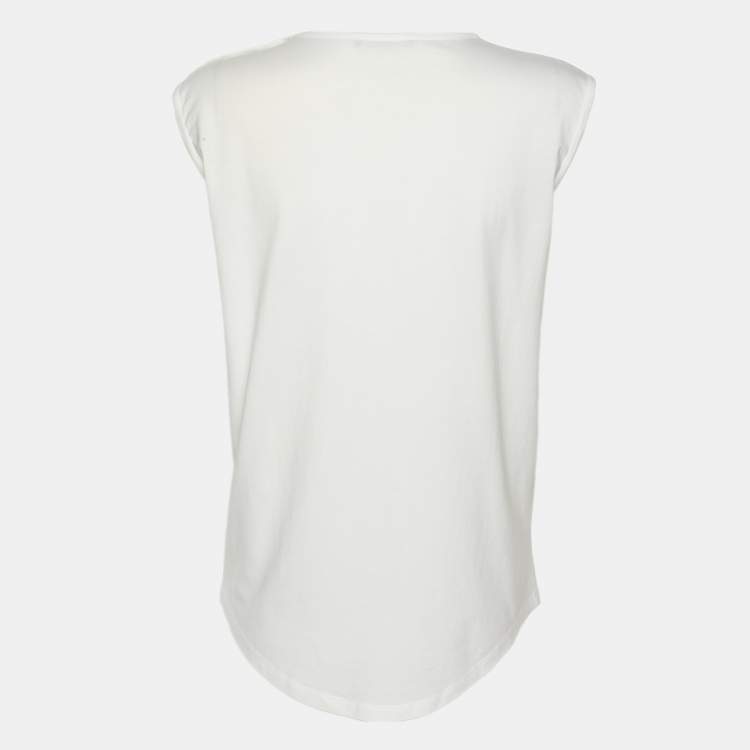 Pre Owned Balmain White Jersey Logo Print Tank Top S