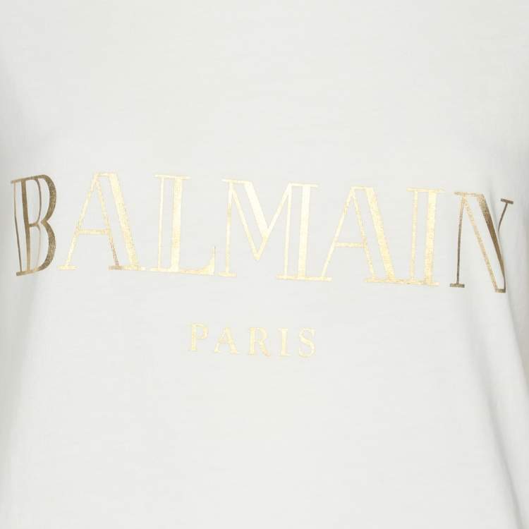 Pre Owned Balmain White Jersey Logo Print Tank Top S