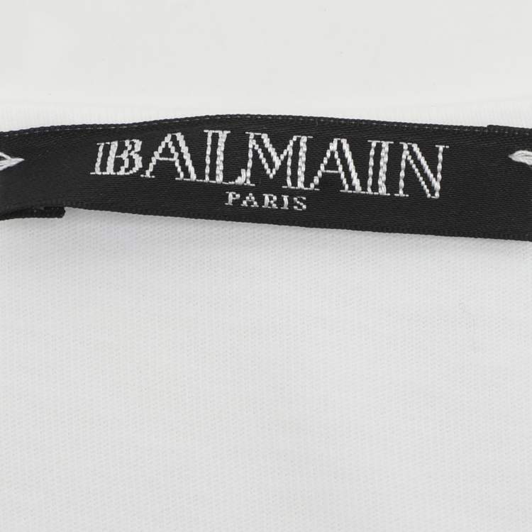 Pre Owned Balmain White Jersey Logo Print Tank Top S