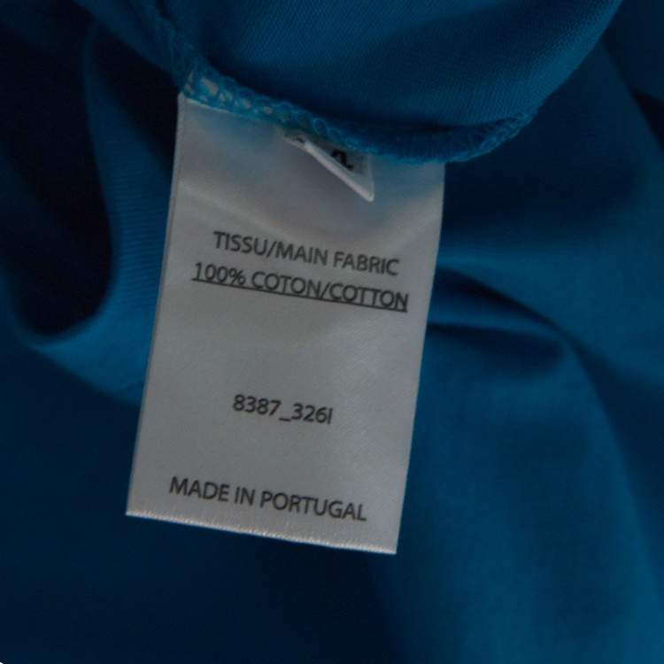 Pre Owned Balmain Blue Cotton Shoulder Logo Button Detail Sleeveless T-Shirt L
