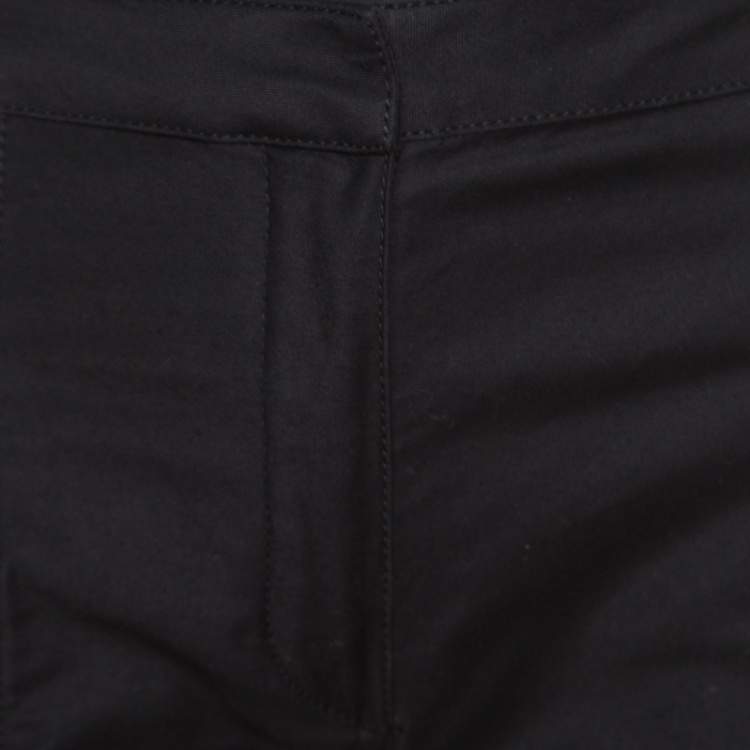 Pre Owned Balmain Black Cotton Ankle Zip Detail High Waisted Pants S