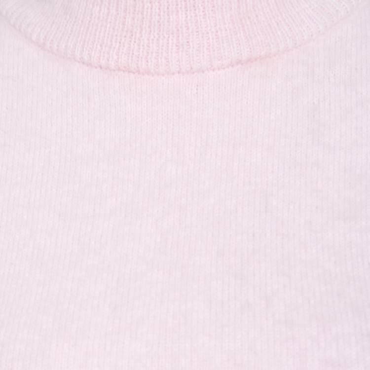 Pre Owned Balmain Pale Pink Wool Cropped High Neck Sweater S