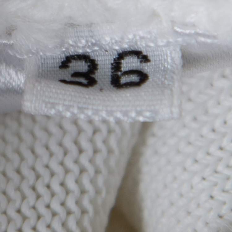 Pre Owned Balmain White Checkered Knit Crew Neck Sweater S