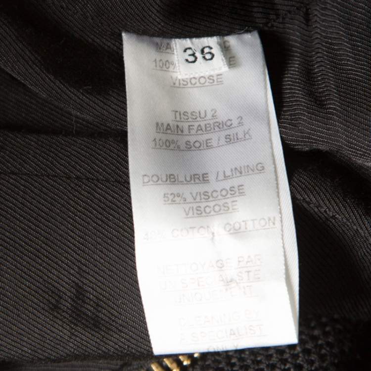 Pre Owned Balmain Black Basket Weave Satin Lapel Detail Coat Dress S