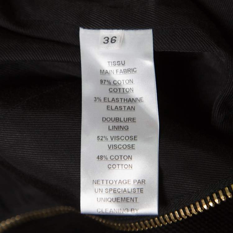 Pre Owned Balmain Black Textured Cotton Gold Button Detail High Waist Mini Skirt S