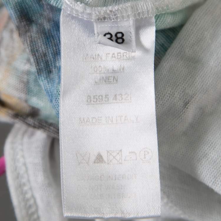 Pre Owned Balmain White Linen Jersey Red Indian Print Sleeveless Tank Top M