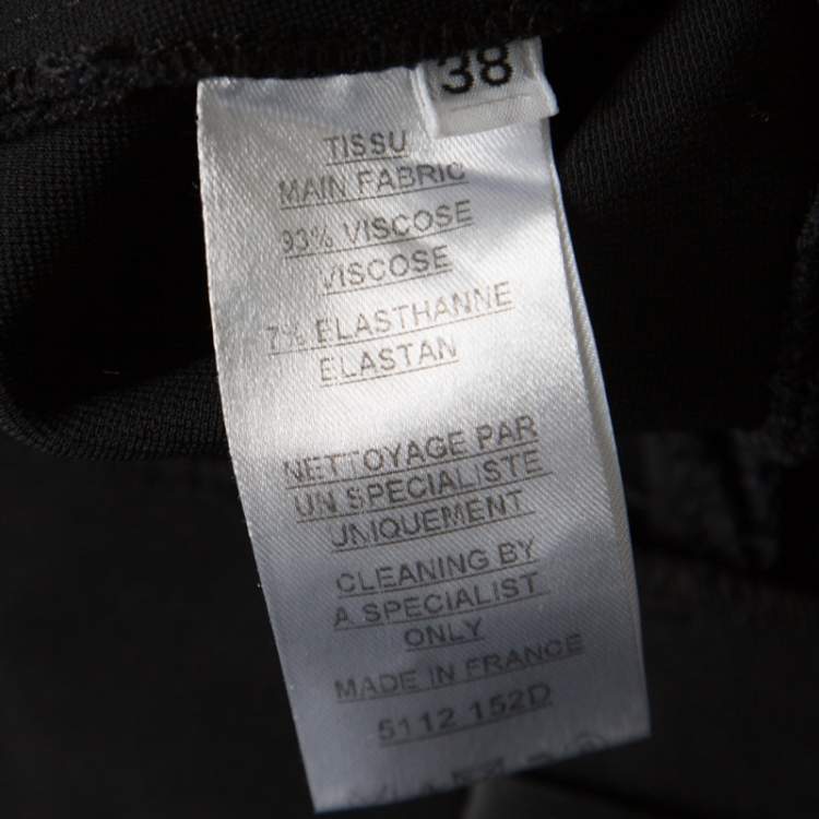 Pre Owned Balmain Black Knit Logo Button Detail High Waist Trousers M