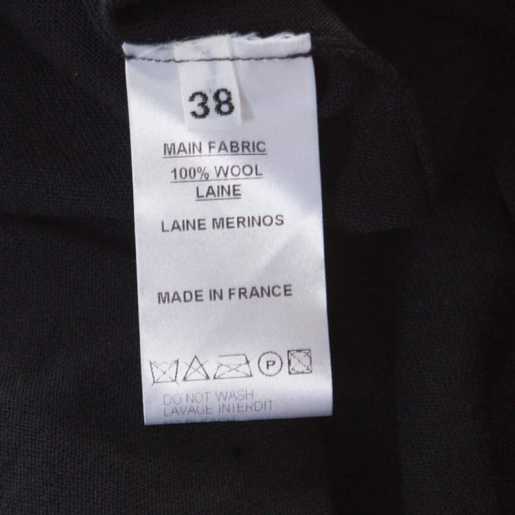 Pre Owned Balmain Black Knit Wool Chainmail Paneled Faux Wrap Mini Dress M