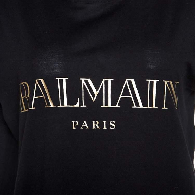 Pre Owned Balmain Black Cotton Shoulder Logo Button Detail Sleeveless T-Shirt M
