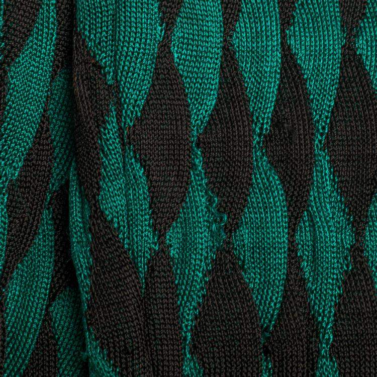 Pre Owned Balmain Bicolor Knit Long Sleeve Intarsia Mini Dress S