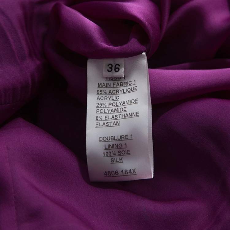 Pre Owned Balmain Purple Satin Pleated Asymmetric Ruffled Mini Skirt S