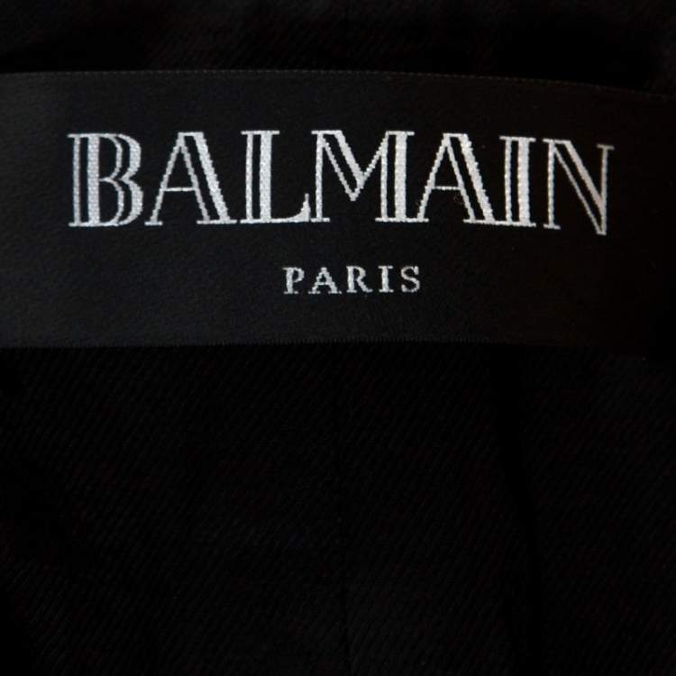 Pre Owned Balmain Monochrome Jacquard Geometric Pattern Double Breasted Jacket M