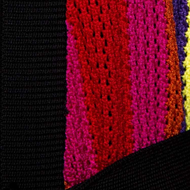 Pre Owned Balmain Multicolor Stripe Open Knit Belted Cardigan M