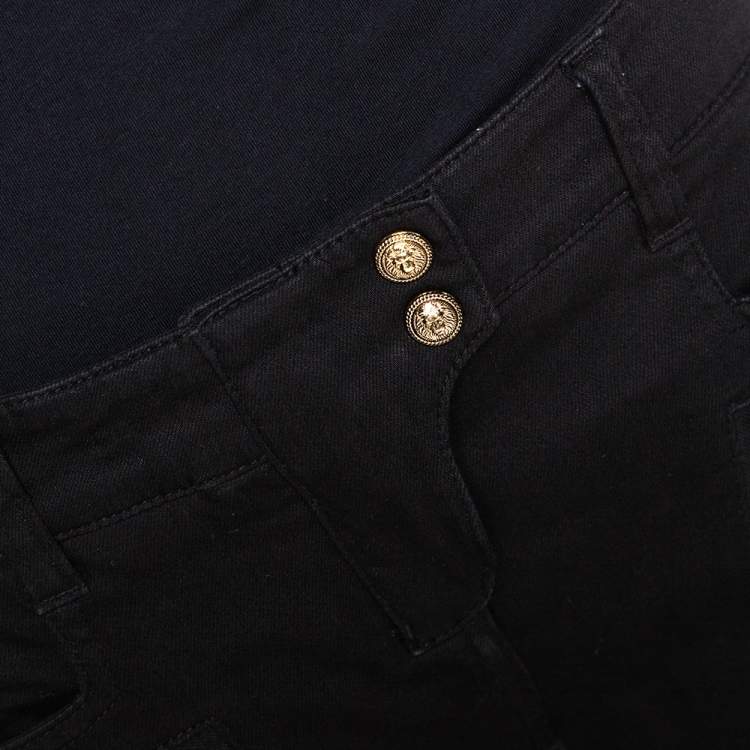 Pre Owned Balmain Black Denim Zip Detail Slim Fit Jeans M