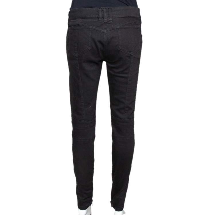 Pre Owned Balmain Black Denim Zip Detail Slim Fit Jeans M