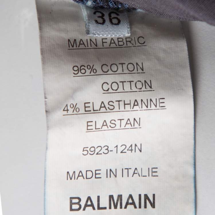 Pre Owned Balmain Blue Denim Zip Detail Skinny Jeans S