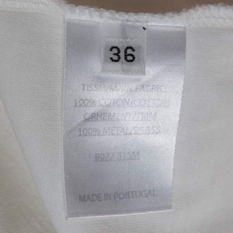 Pre Owned Balmain Off White Cotton 'Do You Speak Balmain' Embellished Sleeveless Top S 