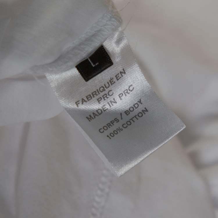 Pre Owned Balmain White Logo Print Cotton Side Zip Detail Oversized T-Shirt L