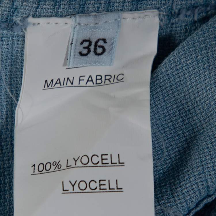 Pre Owned Balmain Blue Lyocell Sleeveless Button Front Shirt S