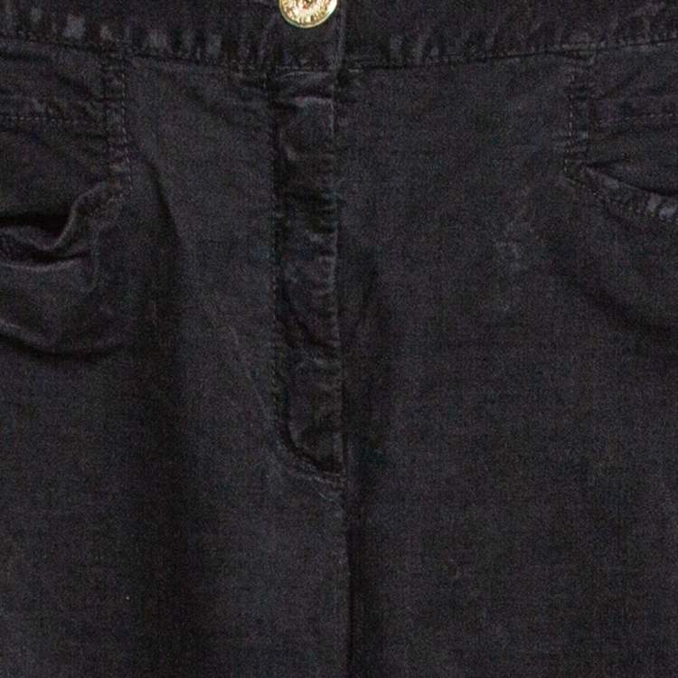 Pre Owned Balmain Black Velvet High Waisted Tapered Pants M