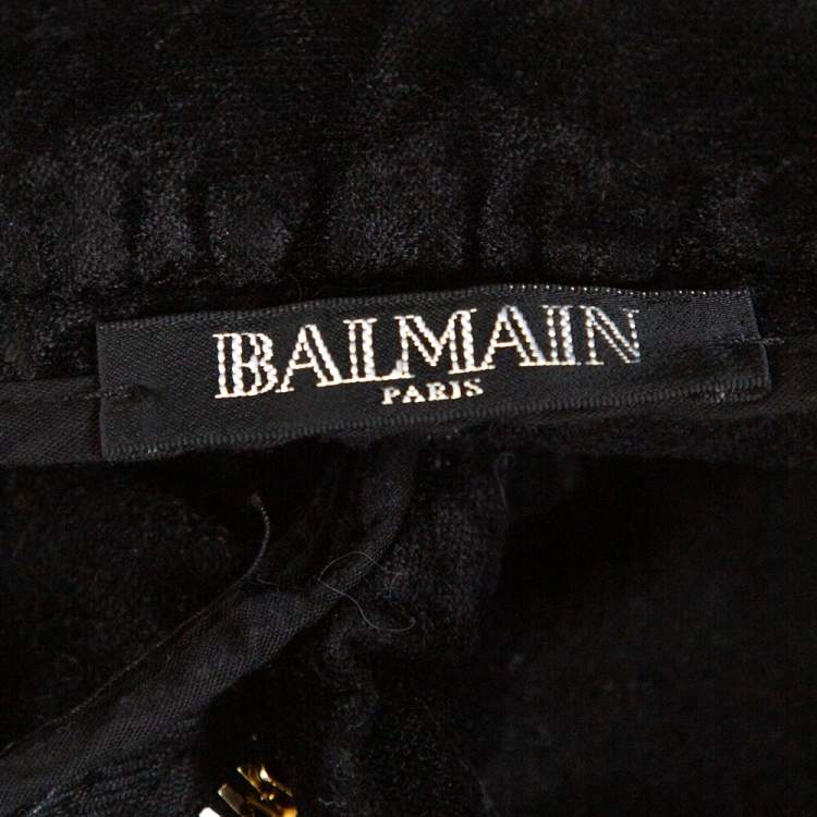Pre Owned Balmain Black Velvet High Waisted Tapered Pants M