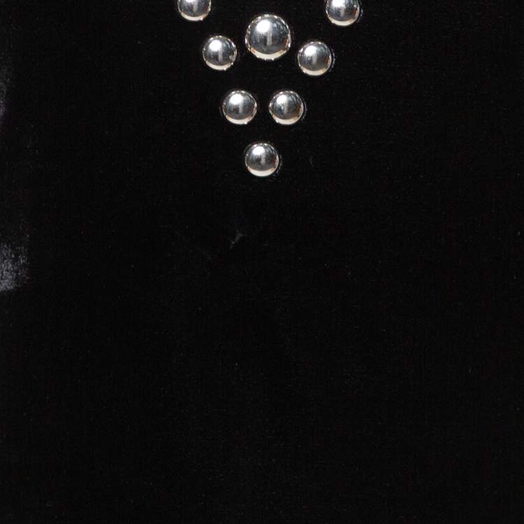 Pre Owned Balmain Black Velvet Studded Mini Dress M