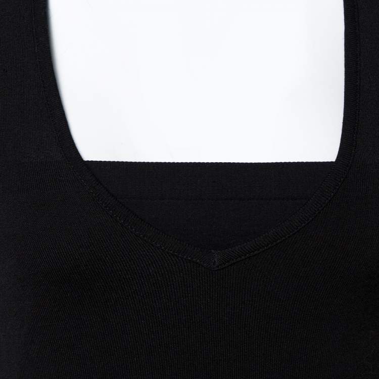 Pre Owned Balmain Black Jersey V-Neck T-Shirt S