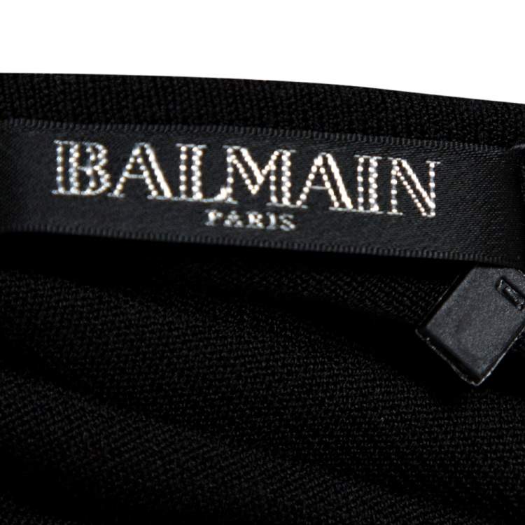 Pre Owned Balmain Black Jersey V-Neck T-Shirt S