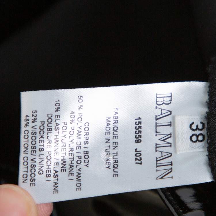 Pre Owned Balmain Black Vinyl High Waist Skinny Trousers M
