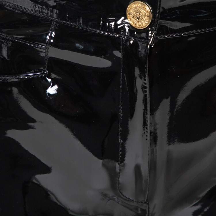 Pre Owned Balmain Black Vinyl High Waist Skinny Trousers M