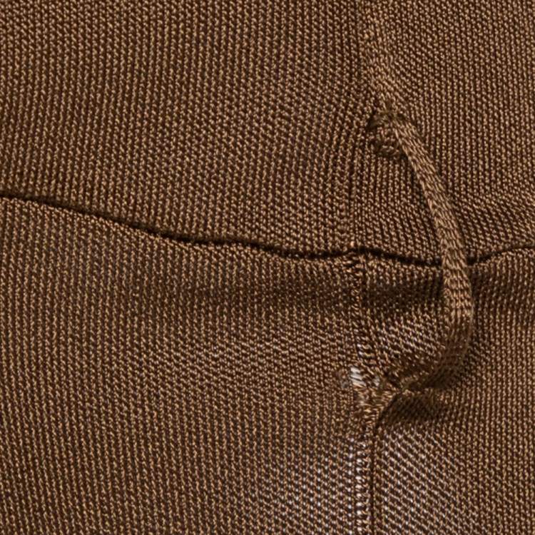 Pre Owned Balmain Metallic Brown Stretch Knit Sleeveless Safari Jumpsuit L 