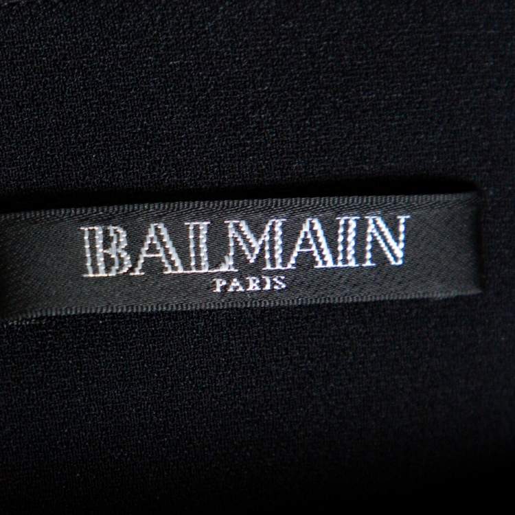Pre Owned Balmain Black & Gold Jacquard Stripe One Shoulder Mini Dress M