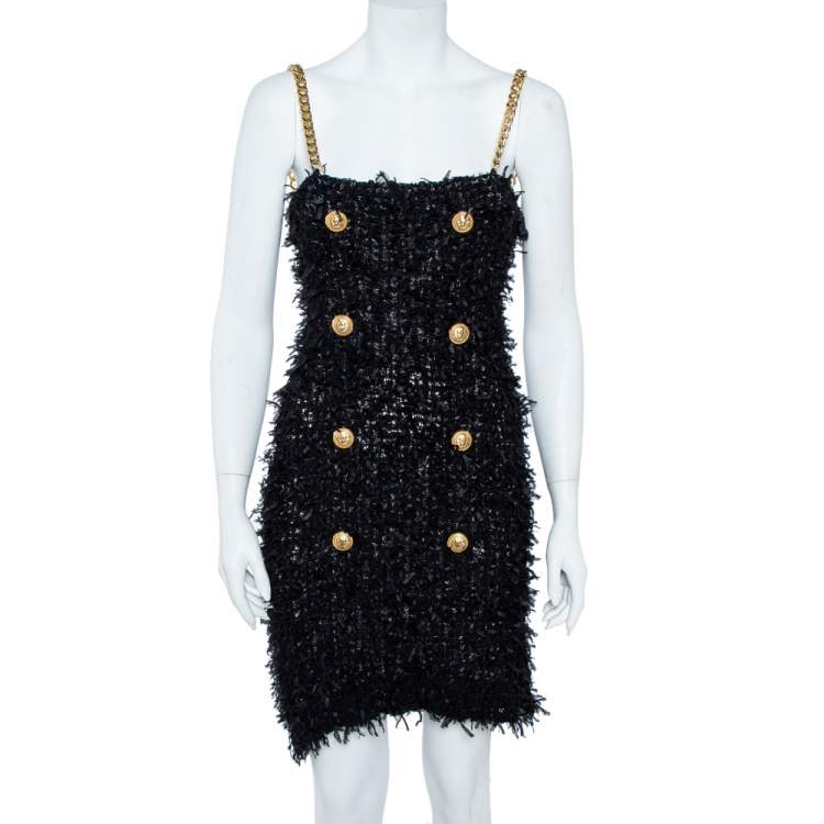 Balmain - Tweed Dress with Cotton - black