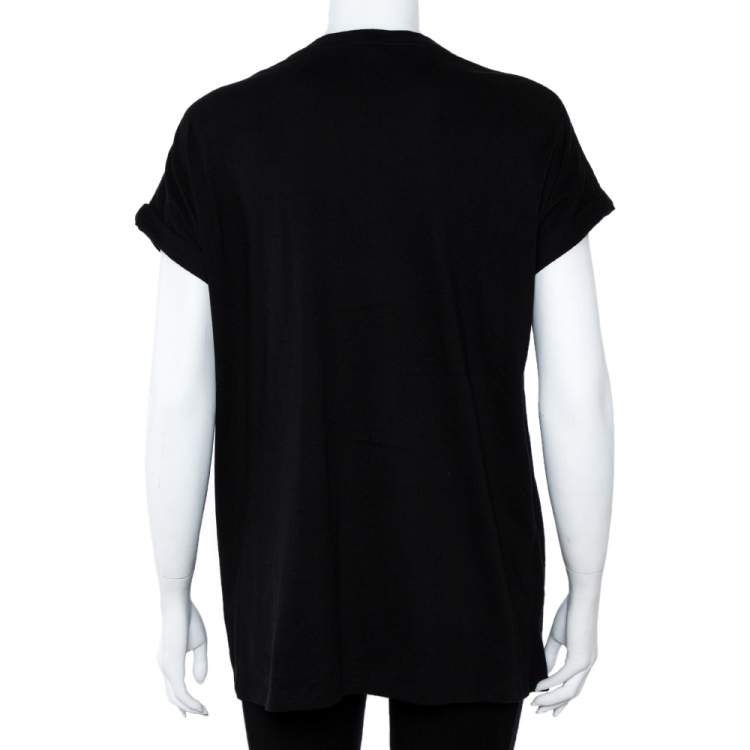 Pre Owned Balmain Black Cotton Jersey Sequined Tiger Motif T-Shirt S