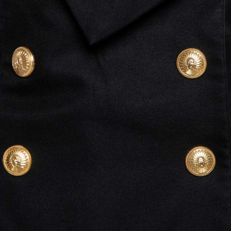 Pre Owned Balmain Black Double Breasted Halter Vest M