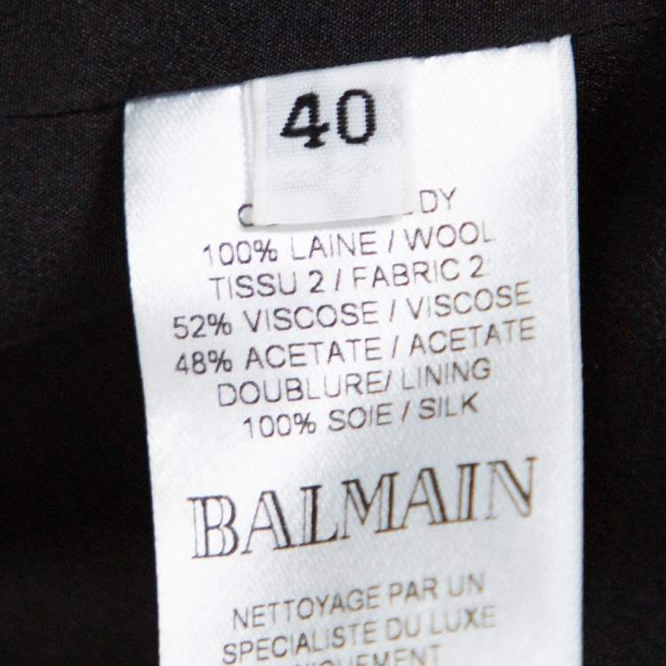 Pre Owned Balmain Black Wool Corset Detail Blazer M