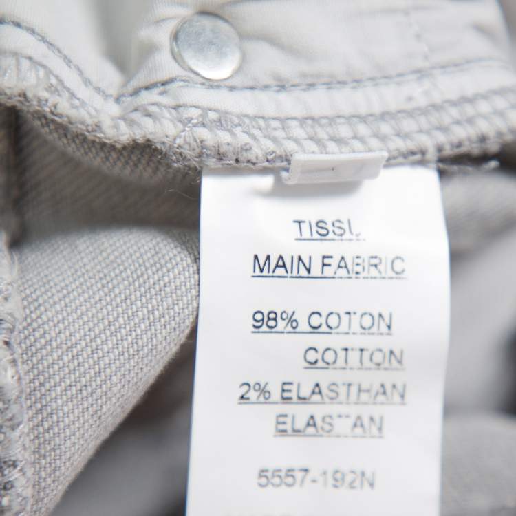 Pre Owned Balmain Grey Denim Quilted Detail Skinny Jeans M