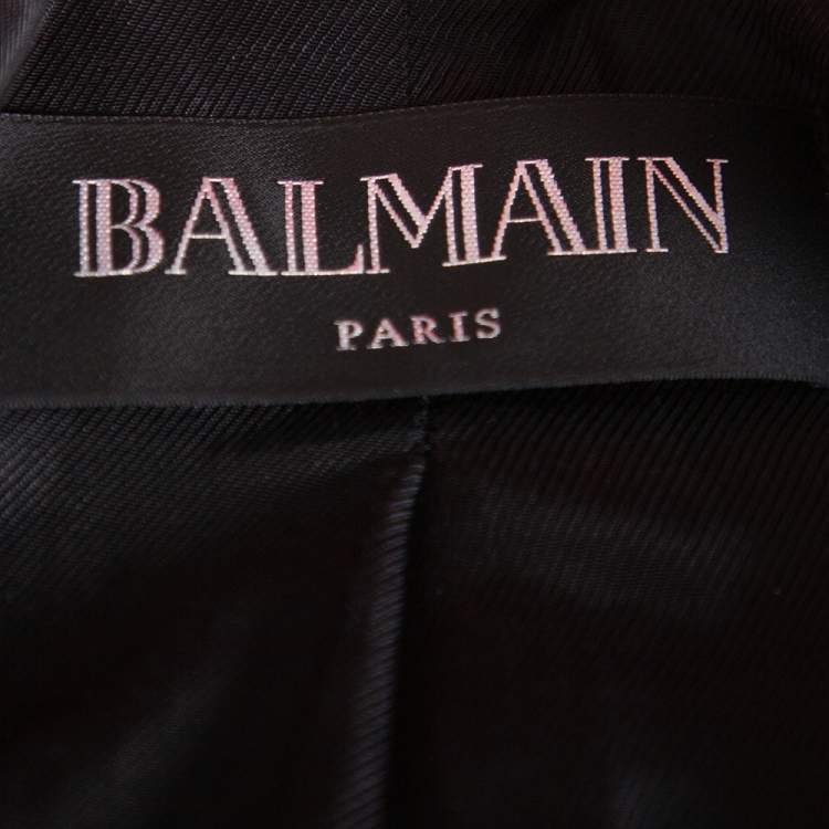 Pre Owned Balmain Red Textured Cotton & Silk Double Breasted Blazer M