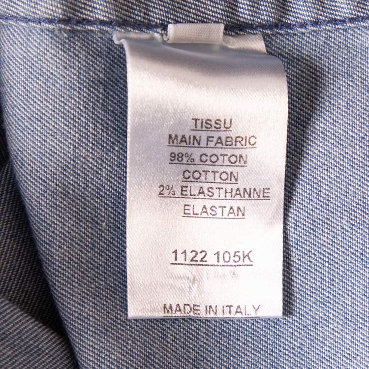 Pre Owned Balmain Blue Denim Gold Button Detail Long Sleeve Shirt M