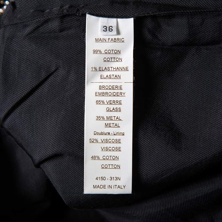 Pre Owned Balmain Black Embellished Velvet Mini Skirt S